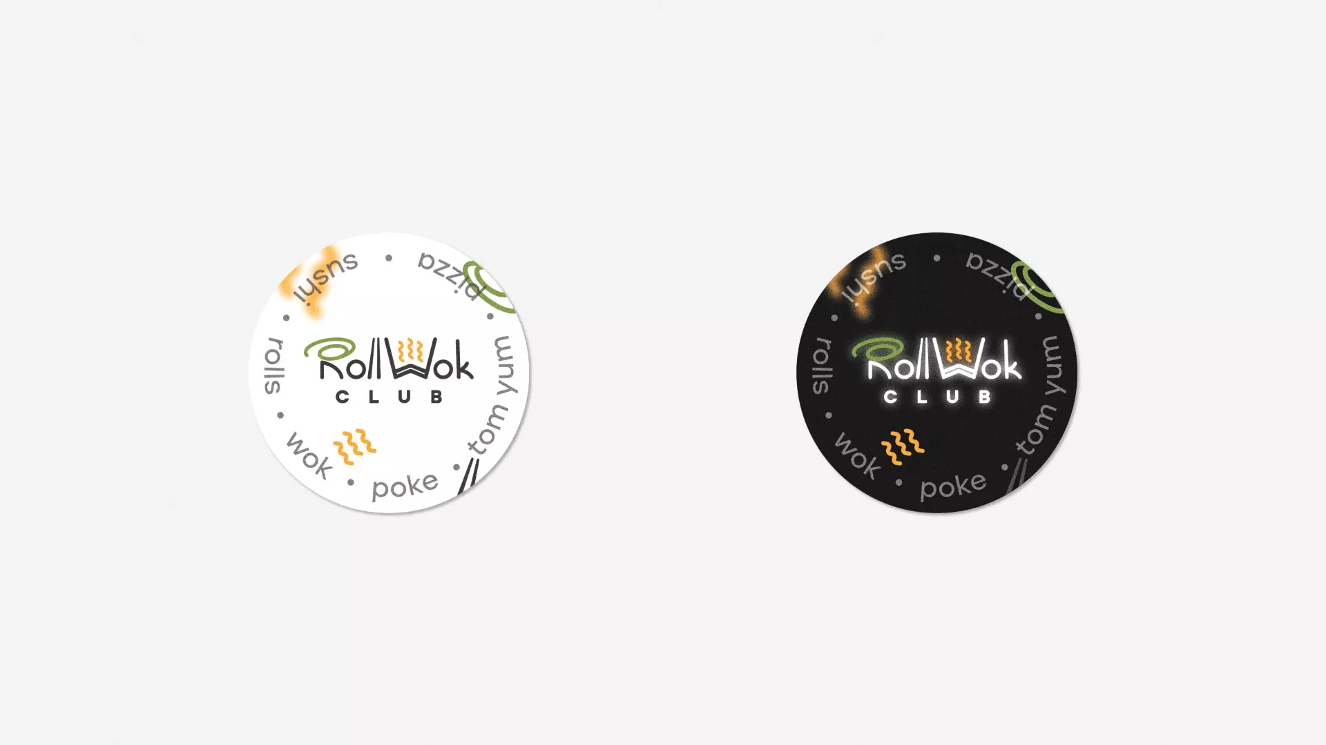 Разработка наклеек для суши-бара «Roll Wok Club» в Светогорске