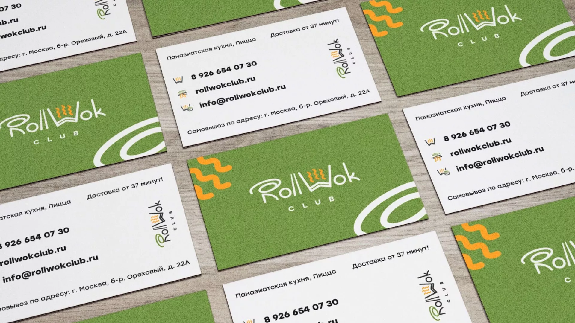 Разработка дизайна визиток суши-бара «Roll Wok Club» в Светогорске